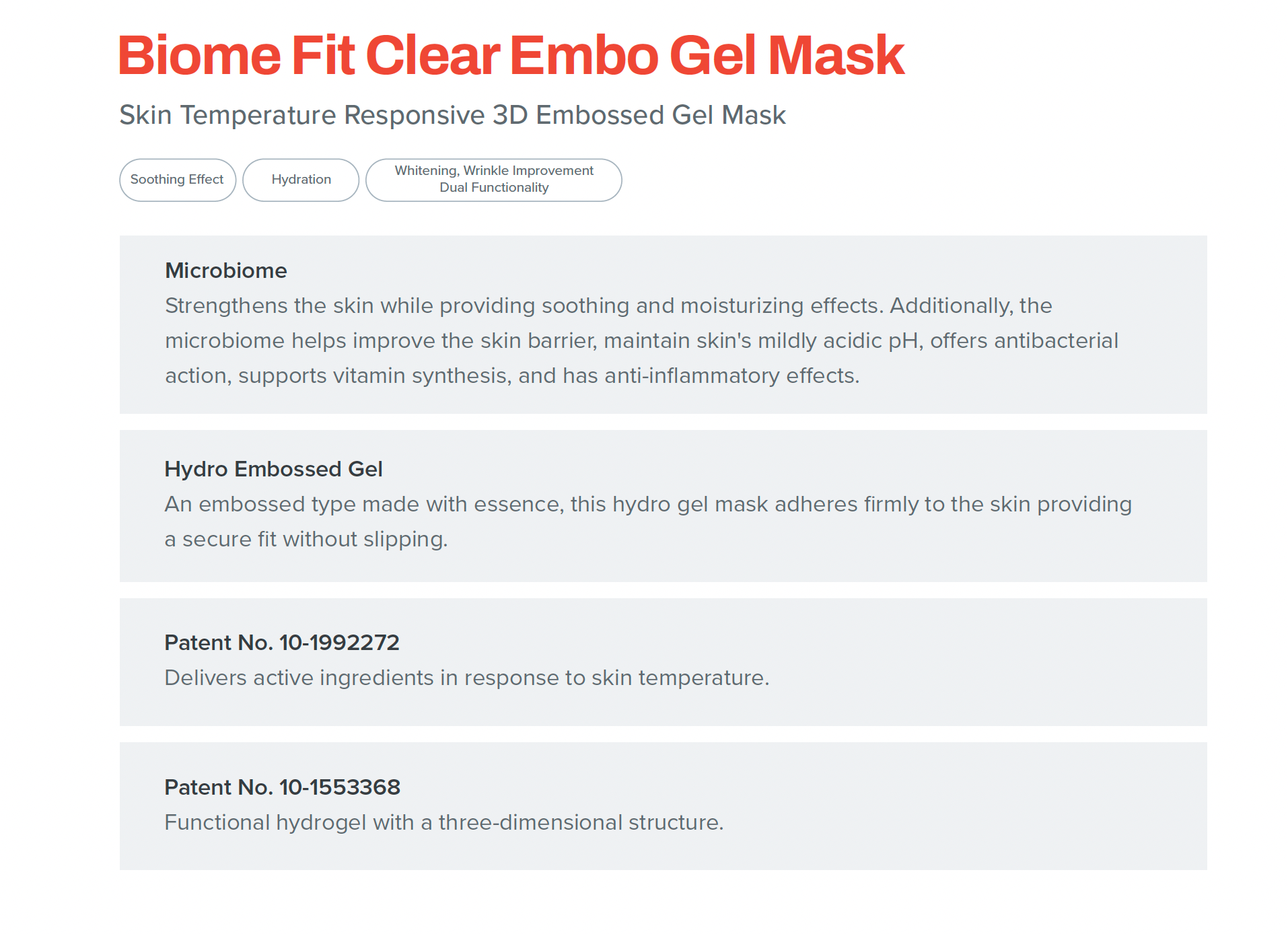 Biome Fit Clear Embo Gel Mask (4 sheets / box)