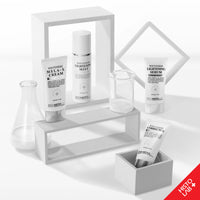 HistoLab White Science skincare set with Vita C complex ampoule, whiteness lightening serum, whiteness lightening mist, whiteness corrector, and whiteness MELA-X cream